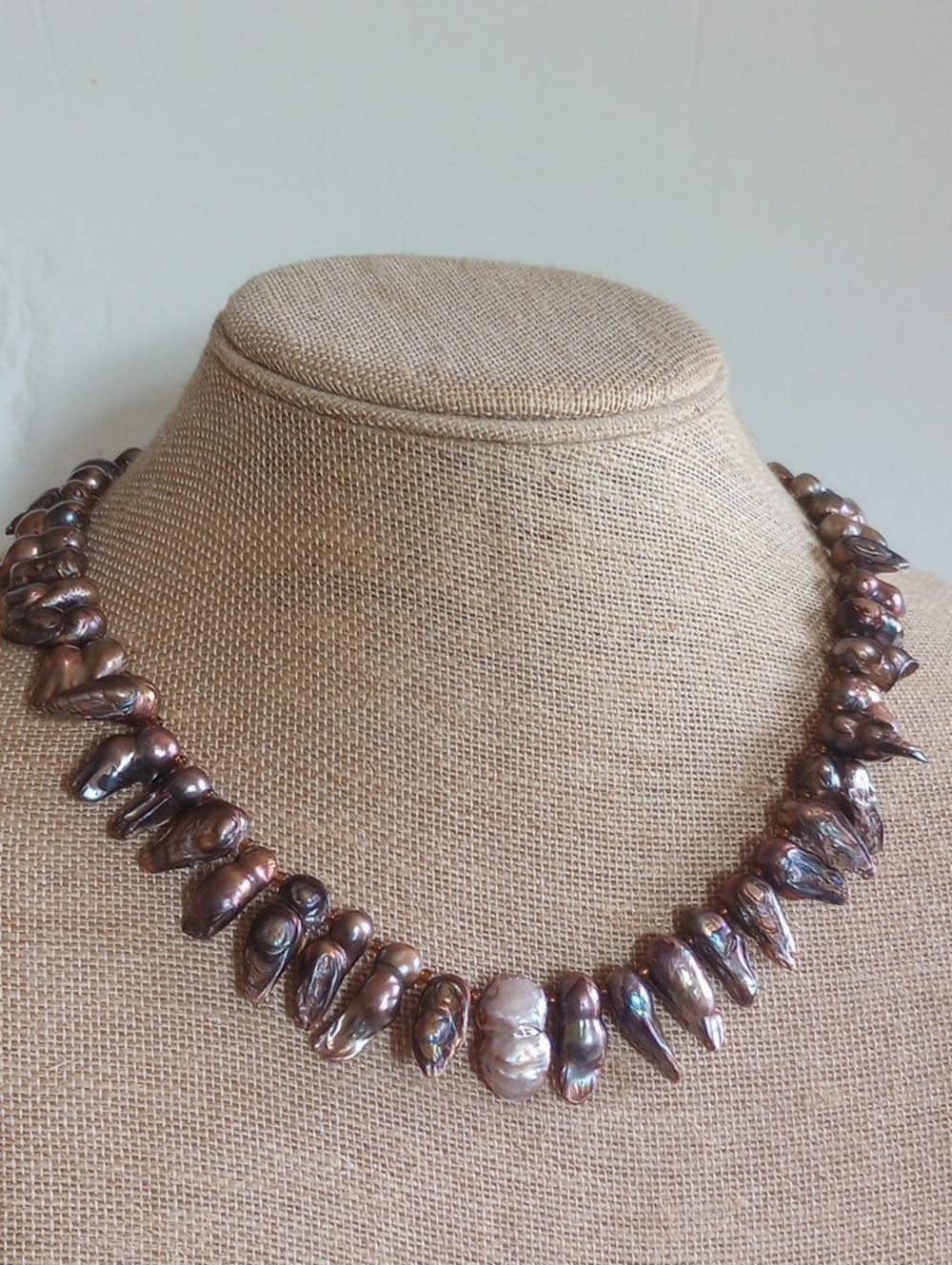 Black Purple Cultured Biwa Pearls Necklace 20 ''' Long